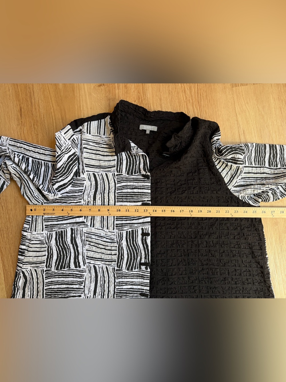 Habitat Tunic Top Black White Lagenlook Coastal Artsy Blouse Wire Collar XL - Picture 5 of 9